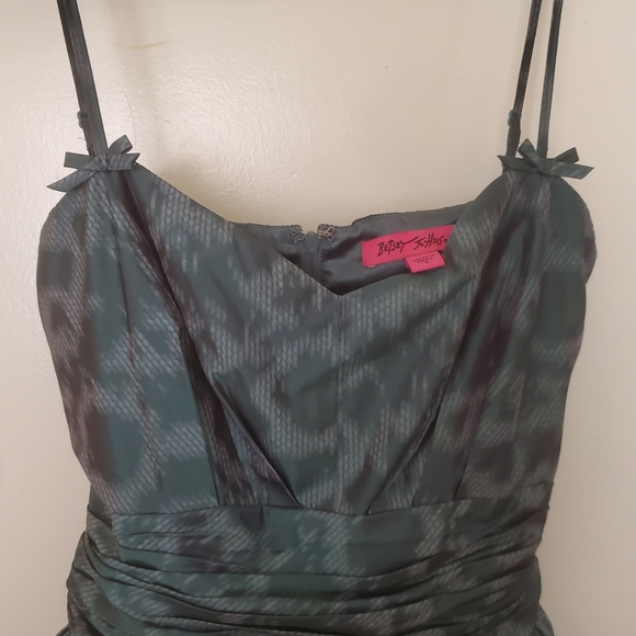 Betsey Johnson Teal Blue Green Snake Print Satin Prom Party Dress. - Picture 9 of 16